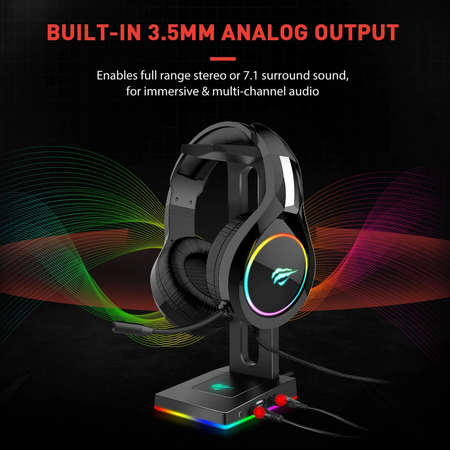HAVIT TH630 RGB Headset Stand for Desktop Gamer Headphone Accessories - Image 4