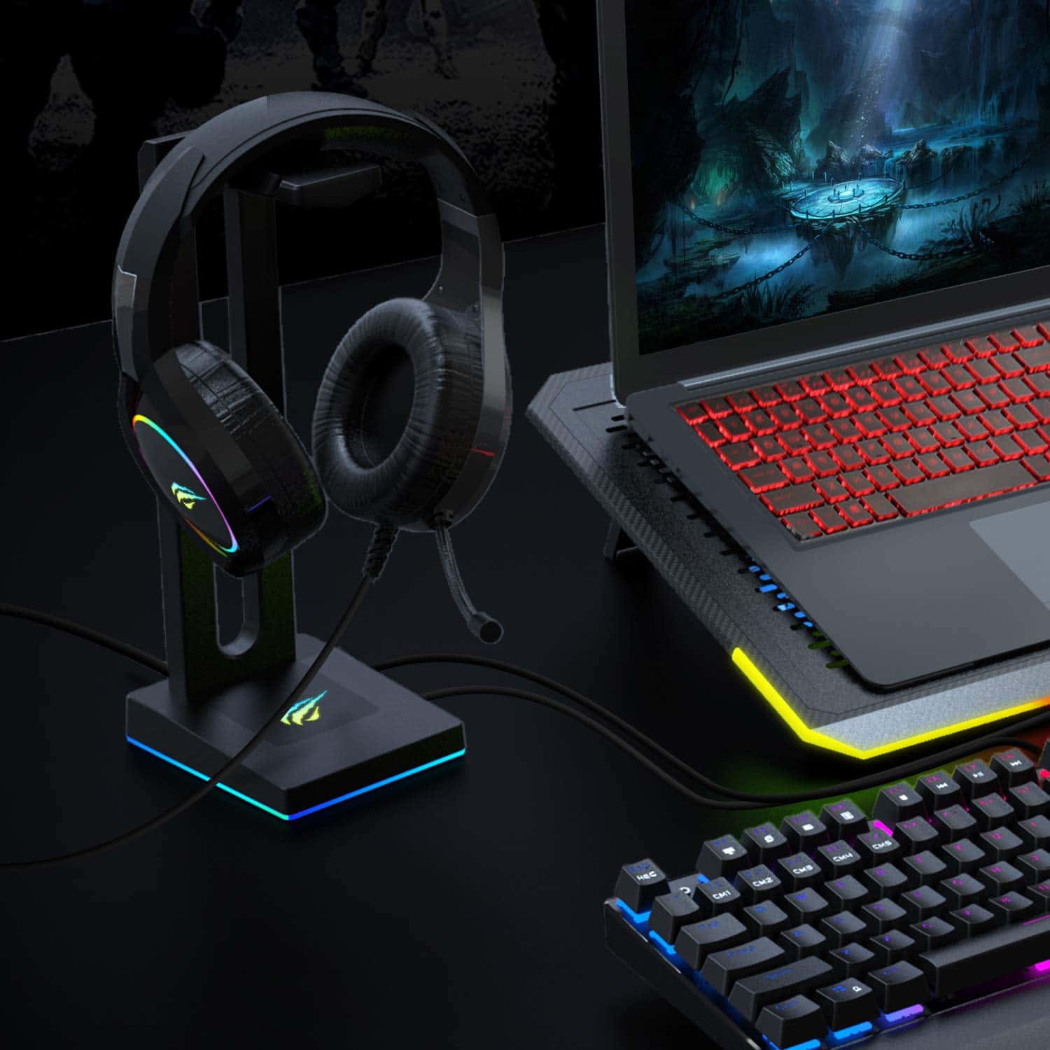 HAVIT TH630 RGB Headset Stand for Desktop Gamer Headphone Accessories - Image 7
