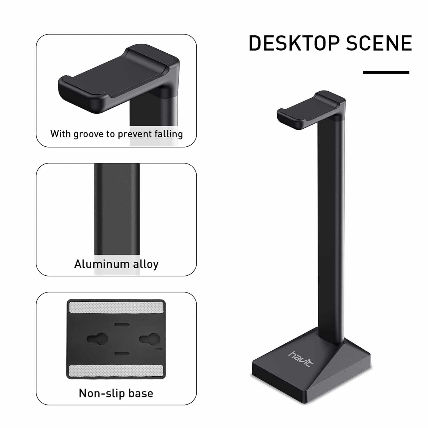 HAVIT TH670 Wall Mounted Headphone Stand with Replaceable Headset Hanger & Removable Base - Image 10