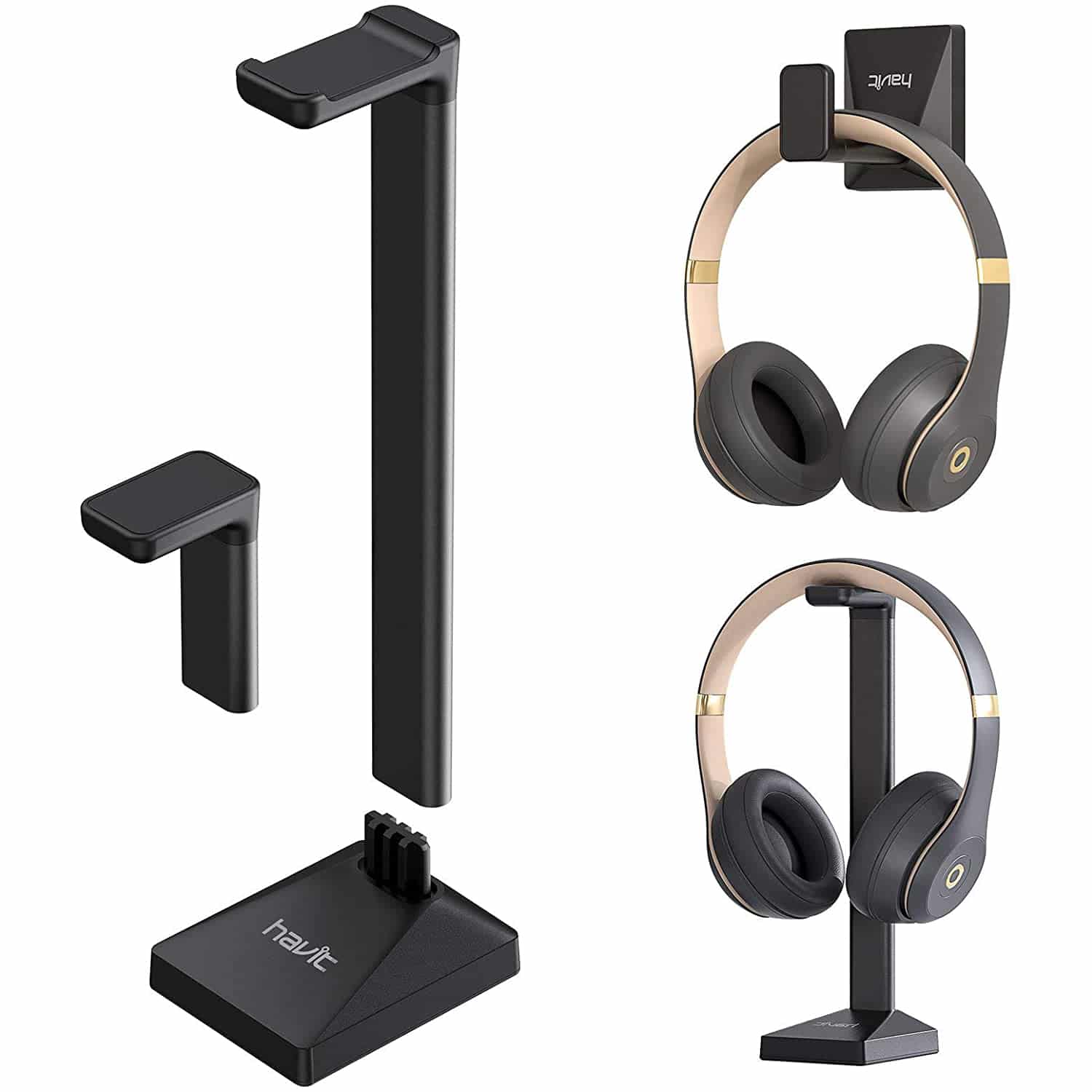 HAVIT TH670 Wall Mounted Headphone Stand with Replaceable Headset Hanger & Removable Base - Image 2