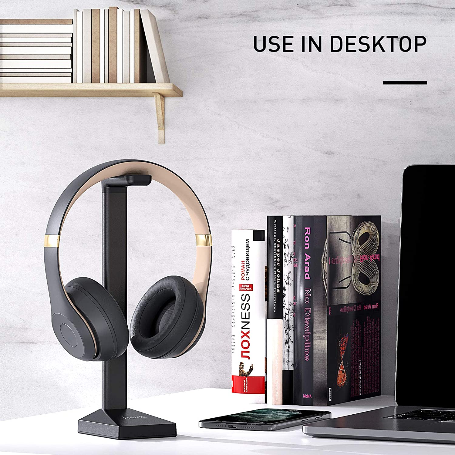 HAVIT TH670 Wall Mounted Headphone Stand with Replaceable Headset Hanger & Removable Base - Image 5
