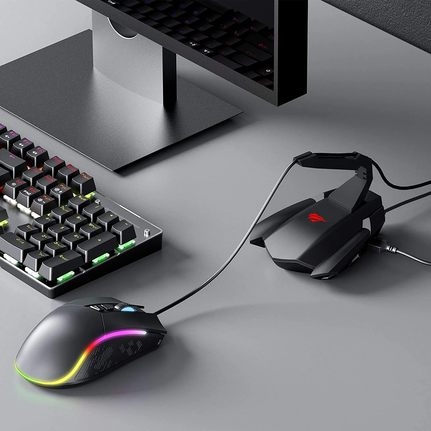 HAVIT TH701U Mouse Bungee with 4 Port USB Hub & 7 Colors Backlight - Image 8