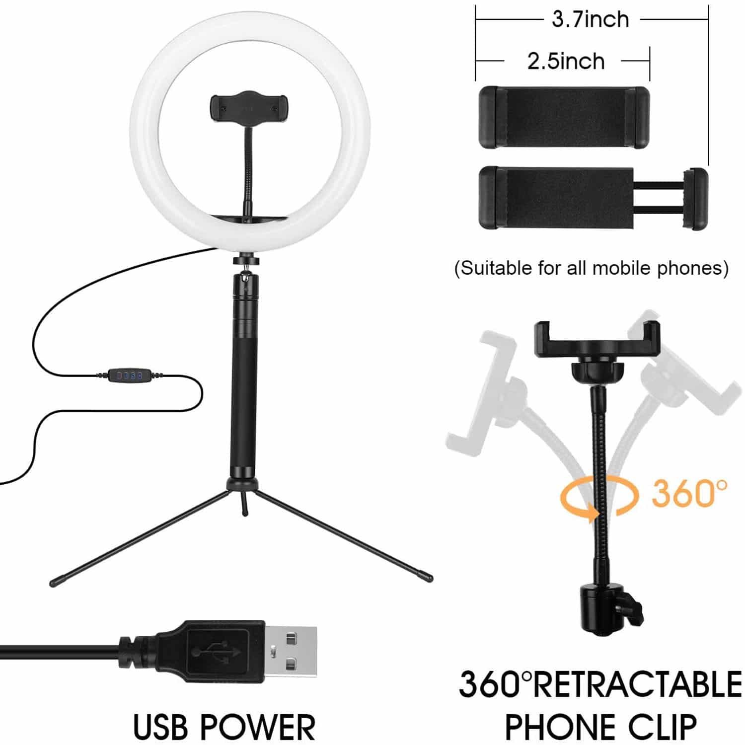HAVIT ZB01 10" Selfie Ring Light with Stand & Wireless Remote - Image 7